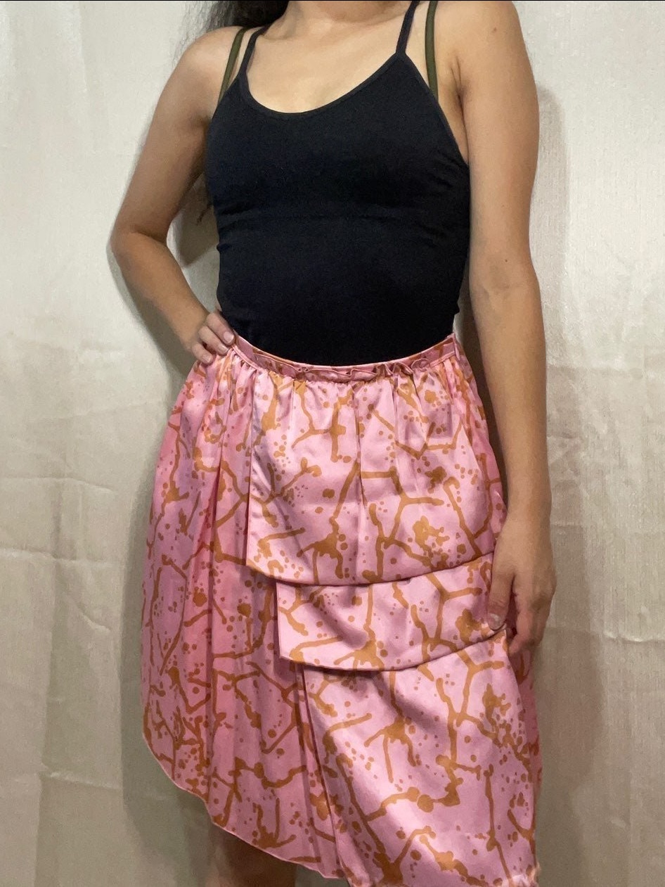 Missoni Pink And Rust-Print Silk Skirt
